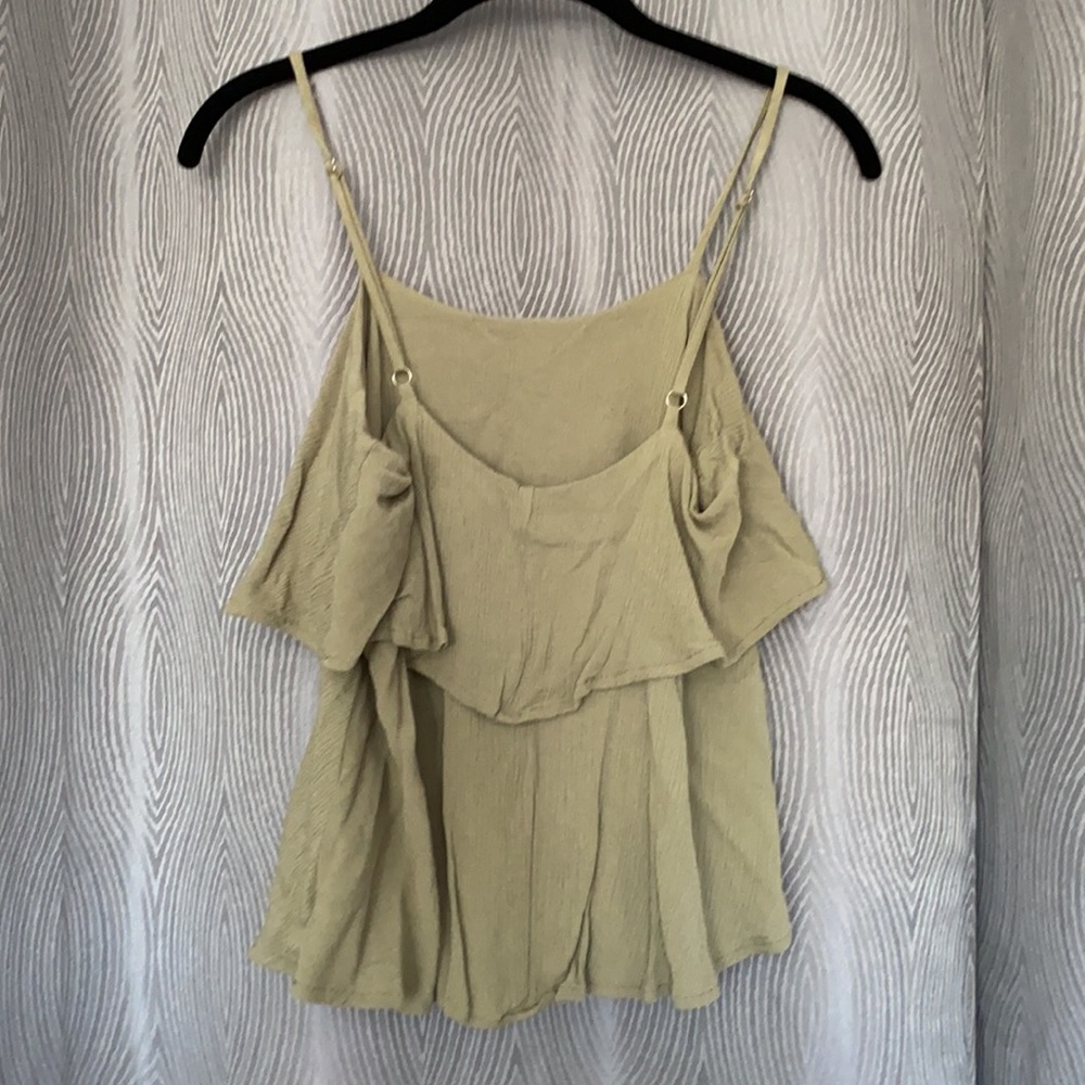 Olive Green Ruffle Top - Picture 3 of 4